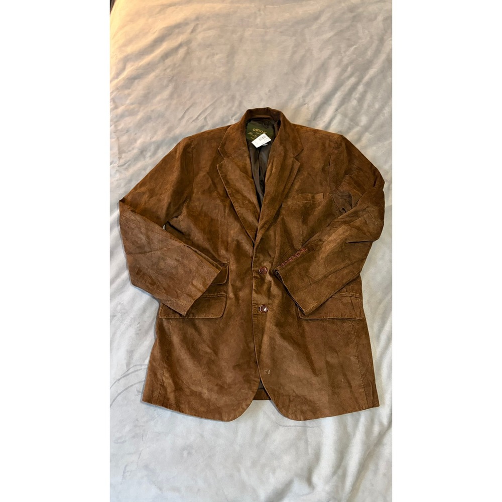 Orvis Signature Collection Mens Brown Suede Leather Blazer Sport Coat Size M